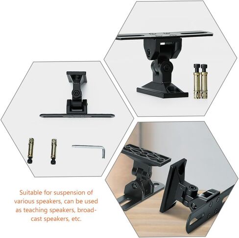 Uonlytech مكبر صوت قابل للتعديل على الحائط دعامات تثبيت في المنتصف مكبر صوت محيطي حامل حامل مكبرات صوت على رف الكتب، ضبط إمالة دوارة، طقم تثبيت مكبر صوت للمسرح المنزلي in Kuwait