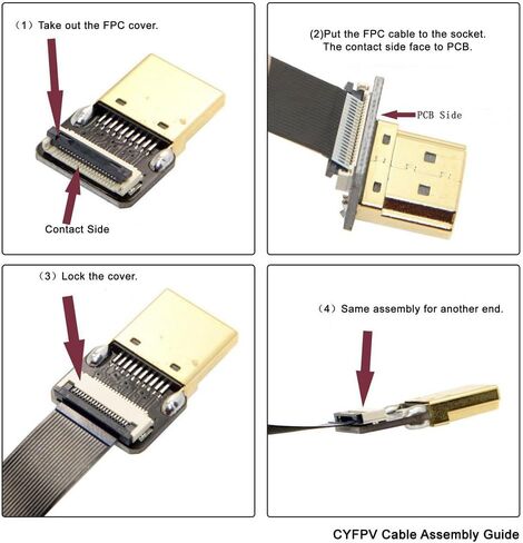 Xiwai CYFPV Left Angled 90 Degree HDMI Male to Female FPC Flat Cable for HDTV Multicopter Aerial Photography (0.1M) in Saudi Arabia