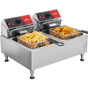 CROSSON ETL Listed 13Lbs Electric Countertop Deep Fryer with Easy-assembling Solid Basket,Removeable Oil Container for Restaurant Home Use-120V,1800W Commercial Deep Fryer