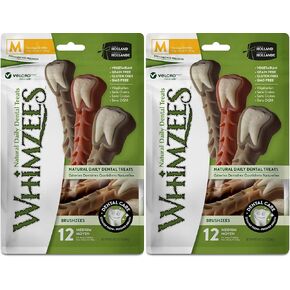 WHIMZEES Natural Grain Free Dental Dog Treats, Brushzees (Medium Size for 25-40 Pound Dogs / 12 Per Pack) (Medium (24 Count))2
