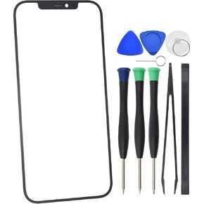 غطاء زجاجي أمامي خارجي بديل للشاشة لهاتف iPhone 12 Pro Max مع لاصق بصري شفاف مثبت أسود 6.7 بوصة in Kuwait