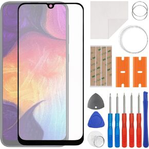 Front Screen Glass Outer Panel Lens Replacement +OCA Compatible with Samsung Galaxy A50 SM-A505 & A50s SM-A507 (No LCD Screen and Touch Digitizer) with Repair Kit