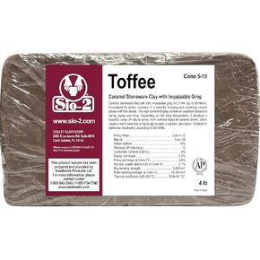 SIO-2 Toffee Caramel Stoneware High Fire Pottery Clay, 4.0 lb (1.8 kg) | Kiln-Fired Clay for Wheel-Throwing, Handbuilding & Modelling - Ready-to-Use