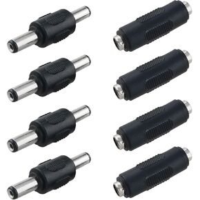4Sets 4PCS DC 5.5x2.1mm Male to Male Power Plug Connector 5.5mm x 2.1mm 4PCS DC Power Connector Adapter Female to Female Power Jack Socket