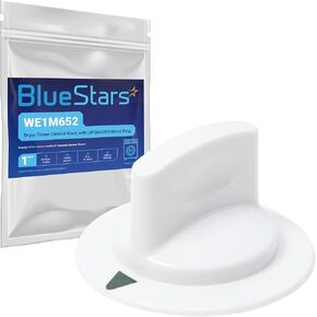 Lifetime Exchange WE1M652 Dryer Timer Control Knob with UPGRADED Metal Ring Replacement Part by BlueStars - Exact Fit for Hotpoint & GE Dryers - Replaces 1264289 AP3995164 PS1482196 AH1482196