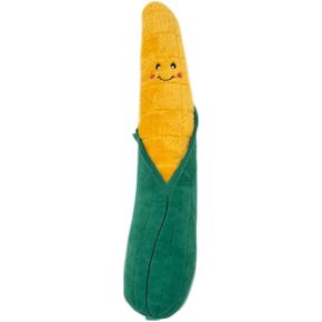 ZippyPaws Jigglerz - Zippy Paws Dog Toy for Large and Small Dogs, Squeaky Plush Tug Toy with No Stuffing, Squeaky Veggie Themed Interactive Dog Toys with Crinkle Head and Tail, Corn