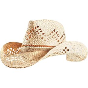 Straw Cowboy Cowgirl Hats for Women Men Summer Beach Sun Hat Panama Wide Brim Western Hat
