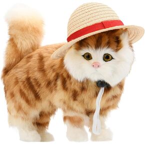 Beautyflier Pet Straw Hat Party Decorations Halloween Cosplay Cap Puppy Pet Dog Cat Holiday Costume for Small Dog Cat (Beige)