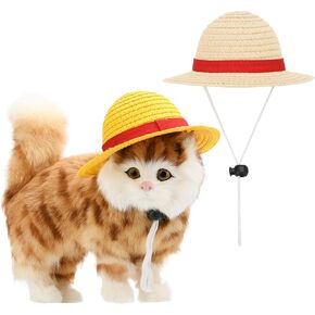Beautyflier Pet Straw Hat Party Decorations Halloween Cosplay Cap Puppy Pet Dog Cat Holiday Costume for Small Dog Cat (Beige) in Kuwait