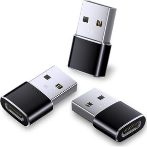 USB to USB C Adapter 3 Pack, USB Male to USB C Female Adapter, Type C to USB A Charger Cable Converter Compatible with iPhone 15 14 13 12 Pro Airpods, Samsung Galaxy S24 S23 S22 and More