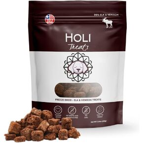 HOLI Elk & Venison Freeze Dried Dog Treats - All Natural and Wild Caught | Vitamin and Mineral Fortified | Made in USA - Human Grade - Grain Free - Diabetic Friendly - 3oz