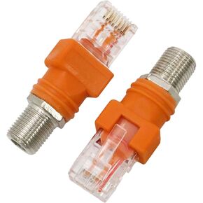 RF to RJ45 Converters RJ45 to F Coax Adapters Male Coaxial Barrel Couplers-2PCS