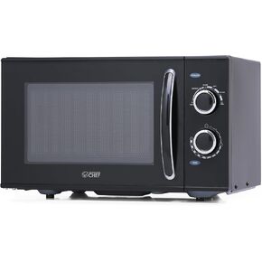 COMMERCIAL CHEF Small Microwave 0.7 Cu. Ft. Countertop Microwave with Mechanical Control, White Microwave with 6 Power Levels, Outstanding Portable Microwave with Convenient Pull Handle