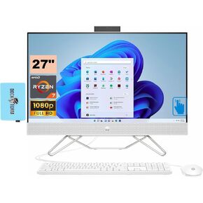 كمبيوتر مكتبي HP 27 الكل في واحد، شاشة لمس IPSFHD مقاس 27 بوصة (AMD Ryzen 7 5700U، ذاكرة الوصول العشوائي 32 جيجابايت، 4 تيرابايت PCIe SSD، AMD Radeon، AC WiFi، Bluetooth 5.0، كاميرا ويب، Win11Home) مع كيلو بايت، ماوس، ومنفذ USB DKZ المتوسع in Saudi Arabia