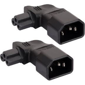 C14 to C5 Left Angled Power Adapter IEC 320 C5 to C14 Extender Power Adapter 10A 250V 90 Degree 3 AC Prong Power Adapter Converter Plug (Left Angled)