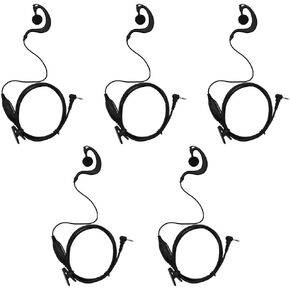 Two Way Radio G Shape Clip-Ear Headset Earpiece with PTT is Compatible with Motorola MH230R MS350R MT350R (Pack of 5)