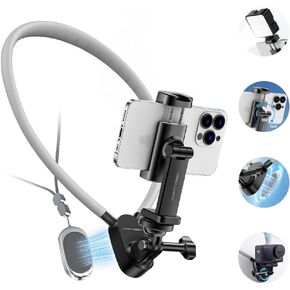 Neck Phone Holder for Recording, POV/Vlog Phone Holder Selfie Mount, Hand Free Selfie Adjustable Neck Mount Phone Holder Chest Video Recording for All Phones