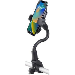 Exercise Bike Phone Holder Mount, Flexible Goosencek Cell Phone Clamp for Bicycle Handlebar Fit Treadmill, Spin Bike, Stroller, Wheelchair, Mic Stand, for iPhone 15 Pro Max, Galaxy, 4-7" Smartphone