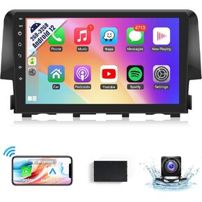 Leadfan Car Stereo Radio for Honda Civic 2016 2017 2018 2019 2020 2021 with Wireless CarPlay Android Auto, 9 Inch TouchScreen In-Dash GPS Navigation Bluetooth WIFI Units MirrorLink,SWC + Backup Camera