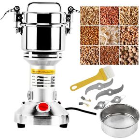Homend High Speed 350g Electric Grain Mill Grinder Powder Machine Spice Herb Grinder 1500W 70-300 Mesh 28000RPM Stainless Steel Commercial Grade for Kitchen Herb Spice Pepper Coffee (350g)