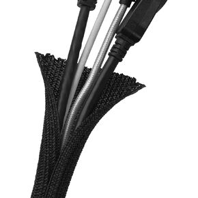6.6ft - 1/2 inch Cable Sleeve Cover, Cable Organizer Cord Protector Wire Loom Tubing Cable Sleeve Split Sleeving for USB Cable Power Cord for Home Office Protect Pet Cat from Chewing White