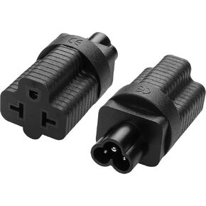 2 Pack NEMA 5/6-15/20R to IEC320 C5 Connector YACSEJAO 4-in-1 15 Amp Household AC Plug to 20 Amp IEC C5 to 5-15R/5-20R/6-15R/6-20R