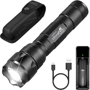 ULTRAFIRE Tactical Flashlight with Holster Pouch, 1000 Lumen Single Mode LED Flashlight for Duty Belt, Super Bright EDC Flash Light with Belt Holste, WF-502B