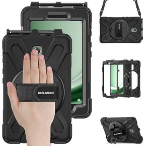 BRAECN for Samsung Galaxy Tab Active 5/Active 3 Case SM-X300/T575, Heavy Duty Rugged Shockproof Drop Case with 360 Stand, Hand Strap & Shoulder Strap for Galaxy Tab Active 3 8.0 -Sakura Pink