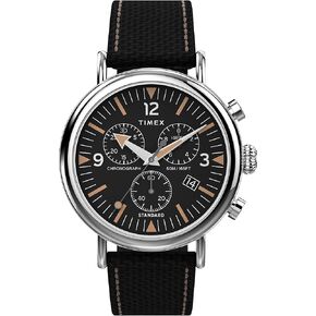 Timex Men's Chronograph 41mm Watch - Brown Strap Cream Dial Silver-Tone Case