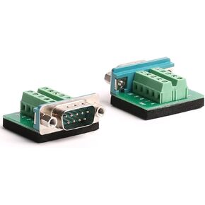 DB9 Breakout Board DB9 RS232 Serial Male to Terminal Block 10 Pin Adapter 2 Pack (Ultra Small Size)