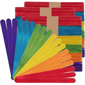 Hygloss Products Colored Craft Sticks – Vibrant Round Wood Craft Sticks – 4 Inches, 100 Mixed Colors