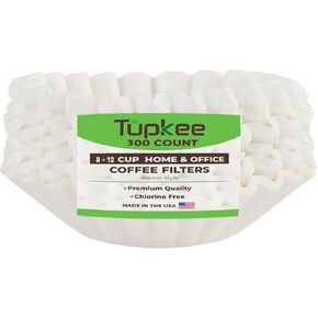 Tupkee Coffee Filters 8-12 Cups - 700 Count, Basket Style, White Paper, Chlorine Free Coffee Filter, Made in the USA