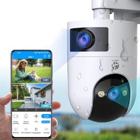 JOOAN 5G Security Camera Outdoor 2K Dual Lens Home Surveillance IP Camera 360° PTZ Camera 5G 2.4G WiFi 2 Way Audio IP66 Waterproof Motion Detection Alert Color Night Cloud/Card Record