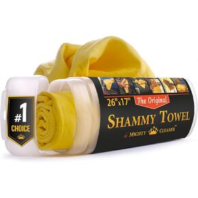 Premium Chamois Cloth for Car Drying - 26"x17" - Super Absorbent Reusable Shammy Towel for Car + Storage Tube - Scratch-Free Car Drying Shammy