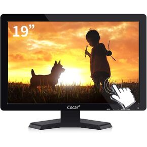 Touchscreen Monitor, 19 inch LCD Monitor POS Touchscreen Monitor 1440x900 High Res Built-in Touchscreen Display VGA USB Touch-Screen Monitor for PC POS Cashier Restaurant Bar Coffee Store