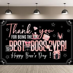 Happy Boss’s Day Banner Backdrop Decorations, Best Boss Ever Backdrop Banner Office Decoration Happy Boss Day Background Decorations