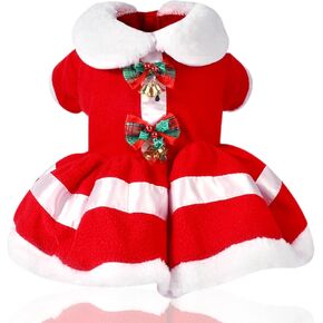 Dog Christmas Dress, Santa Claus Pet Clothes, Velvet Skirt Winter Outfit Red Skirt Apparel for Small Medium Dogs, Dog Christmas Cosplay Costume, Dog Xmas Holiday Outfit, Puppy Winter Warm Dress