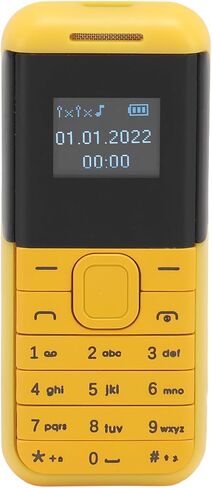 هاتف صغير صغير، هاتف ذكي 2G GSM ثنائي شريحة الاتصال غير مقفل، شاشة 0.66 بوصة 380 مللي أمبير في الساعة للأطفال هاتف ذكي صغير، مشغل صوت بلوتوث هاتف أساسي (أصفر) in Saudi Arabia
