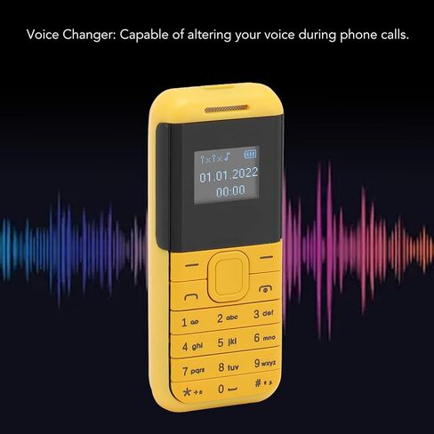 هاتف صغير صغير، هاتف ذكي 2G GSM ثنائي شريحة الاتصال غير مقفل، شاشة 0.66 بوصة 380 مللي أمبير في الساعة للأطفال هاتف ذكي صغير، مشغل صوت بلوتوث هاتف أساسي (أصفر) in Saudi Arabia