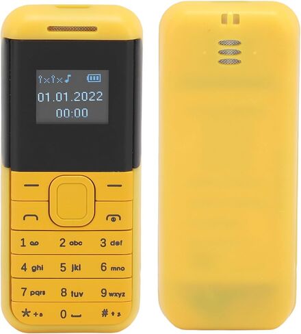 هاتف صغير صغير، هاتف ذكي 2G GSM ثنائي شريحة الاتصال غير مقفل، شاشة 0.66 بوصة 380 مللي أمبير في الساعة للأطفال هاتف ذكي صغير، مشغل صوت بلوتوث هاتف أساسي (أصفر) in Saudi Arabia