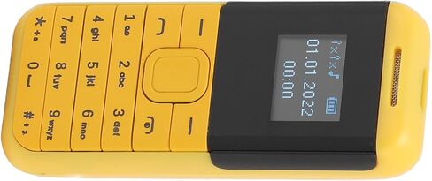 هاتف صغير صغير، هاتف ذكي 2G GSM ثنائي شريحة الاتصال غير مقفل، شاشة 0.66 بوصة 380 مللي أمبير في الساعة للأطفال هاتف ذكي صغير، مشغل صوت بلوتوث هاتف أساسي (أصفر) in Saudi Arabia