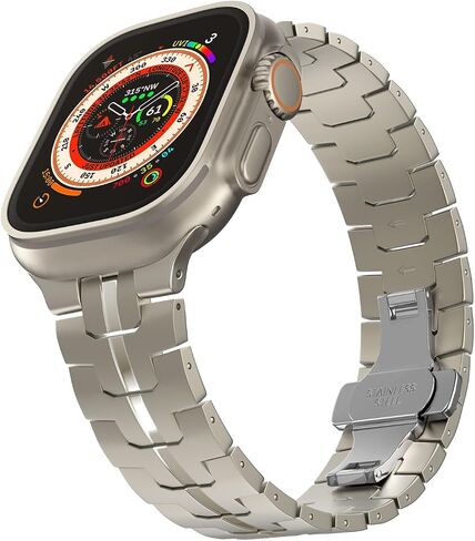 MoKo Titanium Band Compatible with Apple Watch 49mm 45mm 44mm 42mm, Adjustable Sport Strap Wristband for Iwatch Ultra2 Ultra Series 9/8/7/6/5/4/3/2/1/SE with Butterfly Buckle for men, Titanium in Saudi Arabia