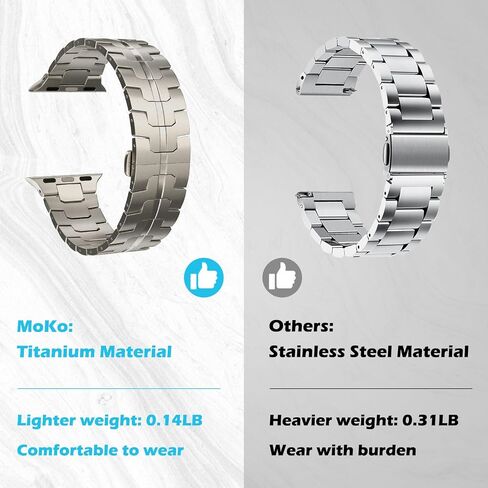 MoKo Titanium Band Compatible with Apple Watch 49mm 45mm 44mm 42mm, Adjustable Sport Strap Wristband for Iwatch Ultra2 Ultra Series 9/8/7/6/5/4/3/2/1/SE with Butterfly Buckle for men, Titanium in Saudi Arabia