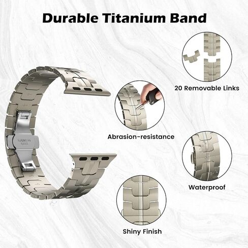 MoKo Titanium Band Compatible with Apple Watch 49mm 45mm 44mm 42mm, Adjustable Sport Strap Wristband for Iwatch Ultra2 Ultra Series 9/8/7/6/5/4/3/2/1/SE with Butterfly Buckle for men, Titanium in Saudi Arabia