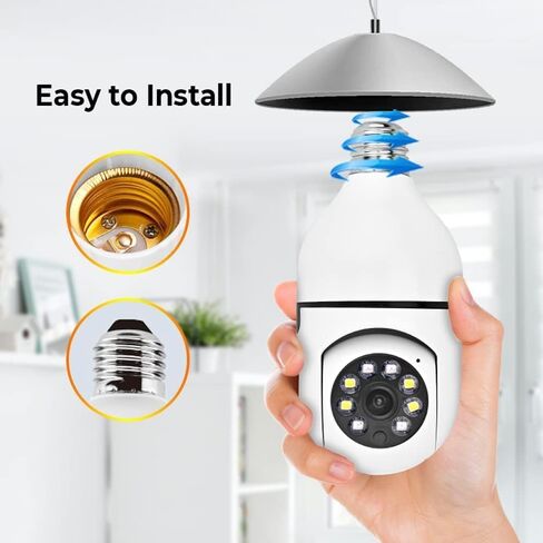 2K / 4MP Light Bulb Security Camera Outdoor Waterproof, 2.4GHz Wireless WiFi Light Socket Camera for Home Secuity with Motion Detection and Alarm, Color Night Vision (IK500) in Saudi Arabia