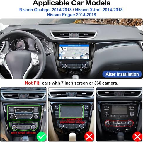 ستيريو سيارة 2G+64G Android 13 لسيارة Nissan Rogue X-Trail Qashqai 2014-2018 مع CarPlay Android Auto 10 بوصات تعمل باللمس وراديو السيارة مع نظام ملاحة GPS HiFi WiFi Bluetooth FM وحدة رأس الكاميرا الاحتياطية in Saudi Arabia
