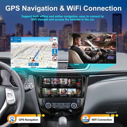 ستيريو سيارة 2G+64G Android 13 لسيارة Nissan Rogue X-Trail Qashqai 2014-2018 مع CarPlay Android Auto 10 بوصات تعمل باللمس وراديو السيارة مع نظام ملاحة GPS HiFi WiFi Bluetooth FM وحدة رأس الكاميرا الاحتياطية in Saudi Arabia