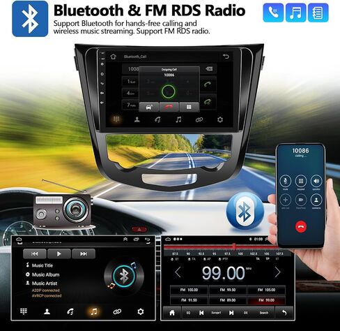 ستيريو سيارة 2G+64G Android 13 لسيارة Nissan Rogue X-Trail Qashqai 2014-2018 مع CarPlay Android Auto 10 بوصات تعمل باللمس وراديو السيارة مع نظام ملاحة GPS HiFi WiFi Bluetooth FM وحدة رأس الكاميرا الاحتياطية in Saudi Arabia