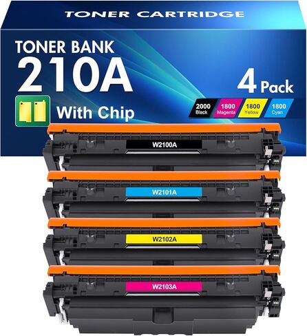 خراطيش حبر 210A 4 عبوات: 210X MFP 4301fdw متوافقة مع مجموعة خراطيش الحبر HP 210A 210 Color Pro MFP 4301fdw 4301fdn Pro 4201dw 4201dn Series Printer W2100A W2100X حبر عالي الإنتاجية in Kuwait