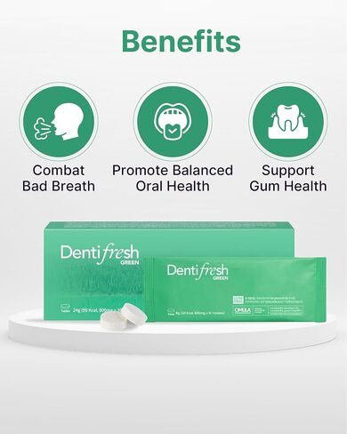 K-Nutra Dentifresh Purple (24g, 30 Tablets) - 4 Billion CFU, Sugar Free Oral Probiotic Tablets for Teeth & Mouth Bad Breath Gums, Safe for Bedtime, Mild Grape Flavor with OMULA, 25% Xylitol in Saudi Arabia